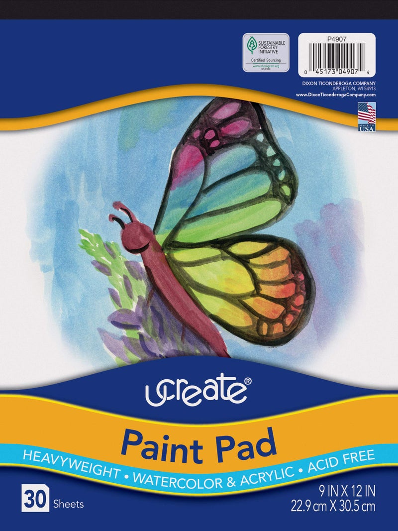 UCREATE Art1st Paint Pad, 90 lb., 9" x 12", 30 Sheets - Image 1